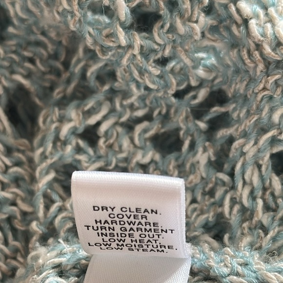 St. John Crochet Knit Open Front Cardigan Pale Blue Sz Small Coastal Grandma - Picture 12 of 14